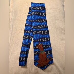 Vintage Scooby Doo Men’s neck tie with silhouettes of the gang shades of blue